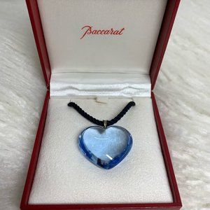 Baccarat Blue Crystal Heart Pendant Necklace